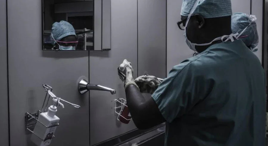 Surgeons washing their hands