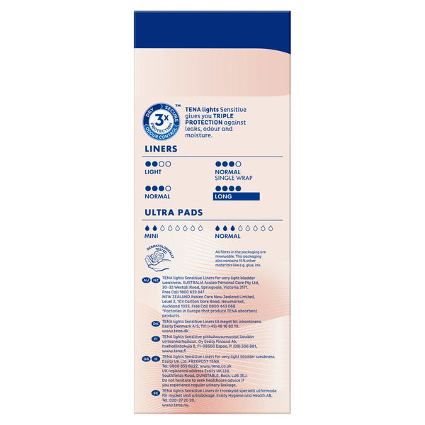 TENA Lights Sensitive Liners Long Length