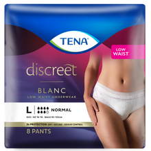 TENA Women's Discreet Underwear - White - Low Waist (Disposable) - TENA AU 
