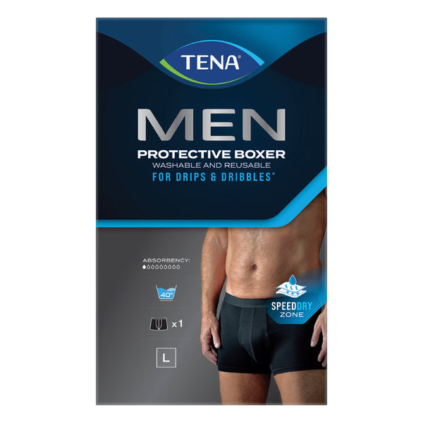 TENA Men's Washable Protective Boxer - Black