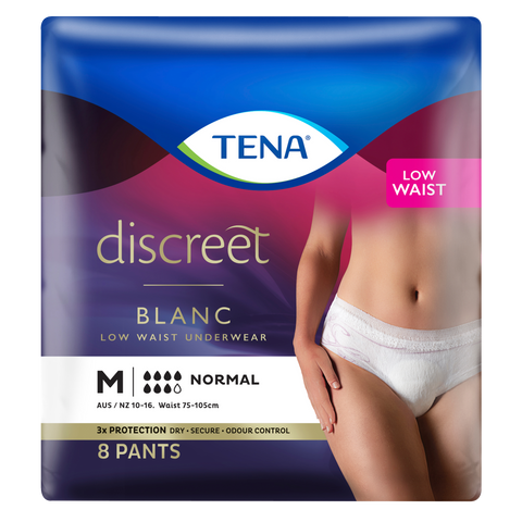 TENA Discreet Low Waist Incontinence Disposable Underwear - White