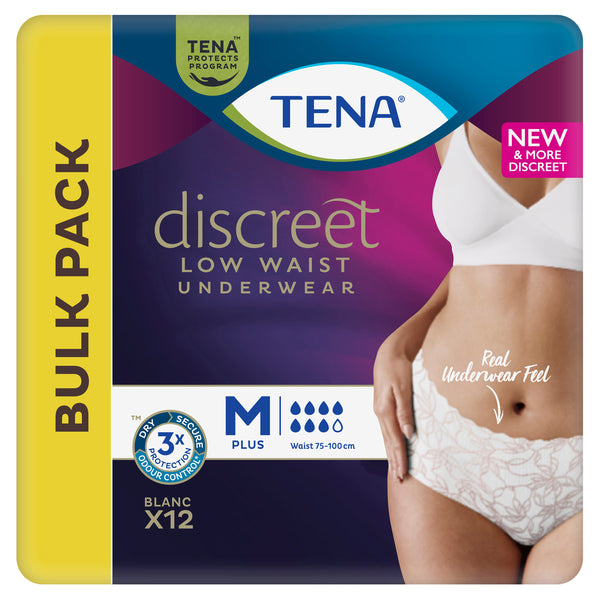 TENA Discreet Low Waist Incontinence Disposable Underwear - White