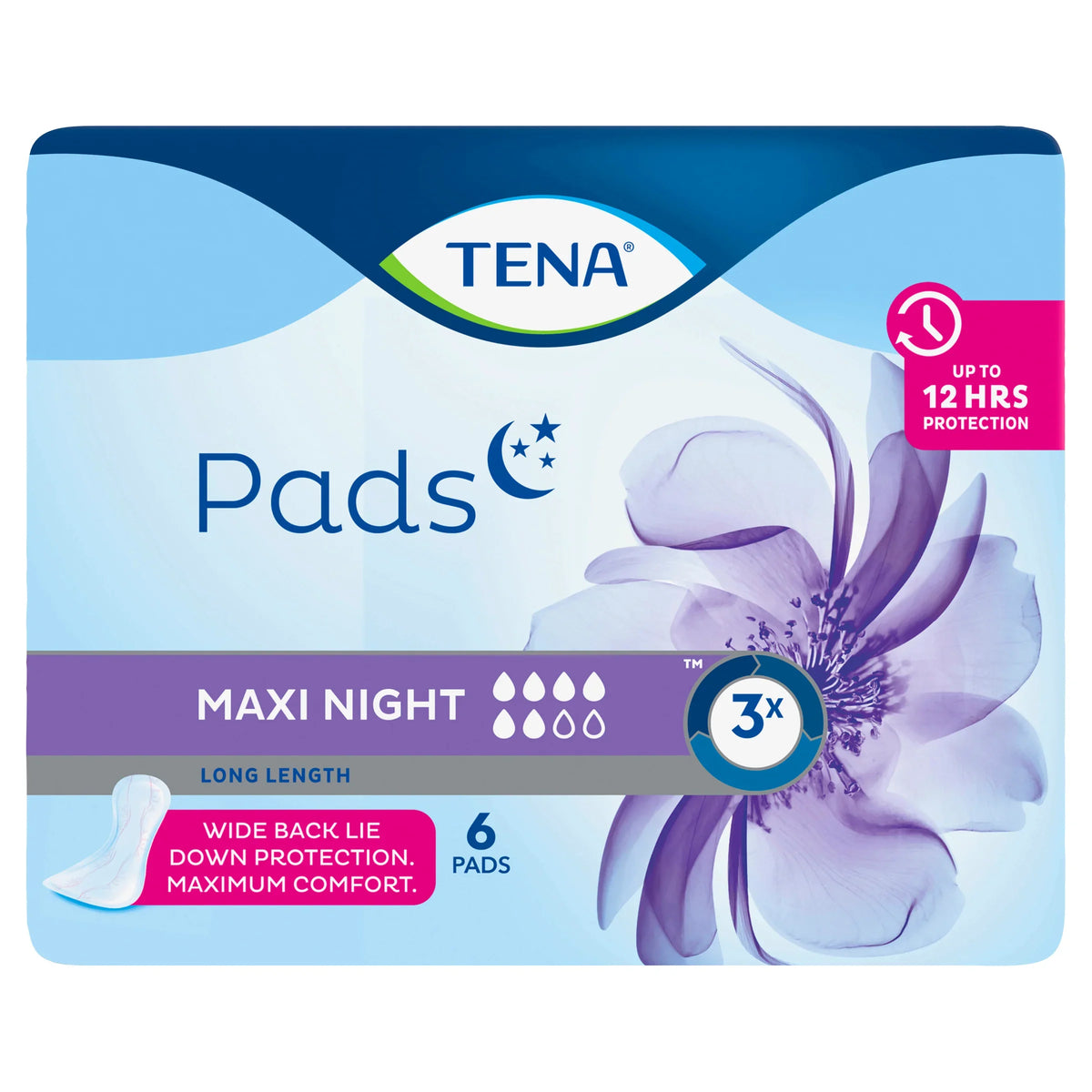TENA Pads Maxi Night Wide Back Long Length | TENA