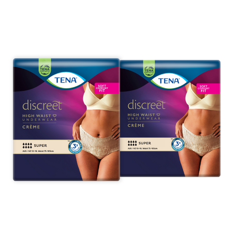 TENA Discreet High Waist Incontinence Disposable Underwear - Crème