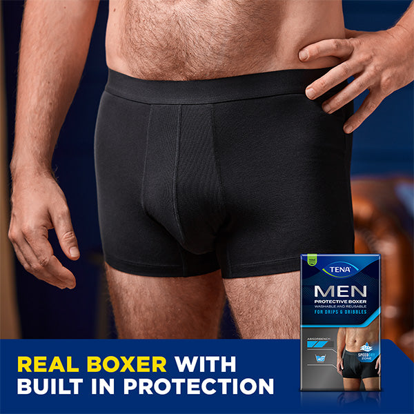 TENA Men's Washable Protective Boxer - Black