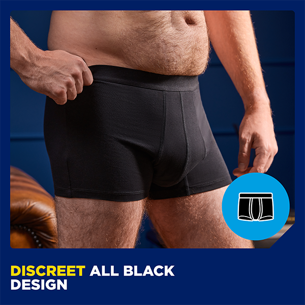 TENA Men's Washable Protective Boxer - Black