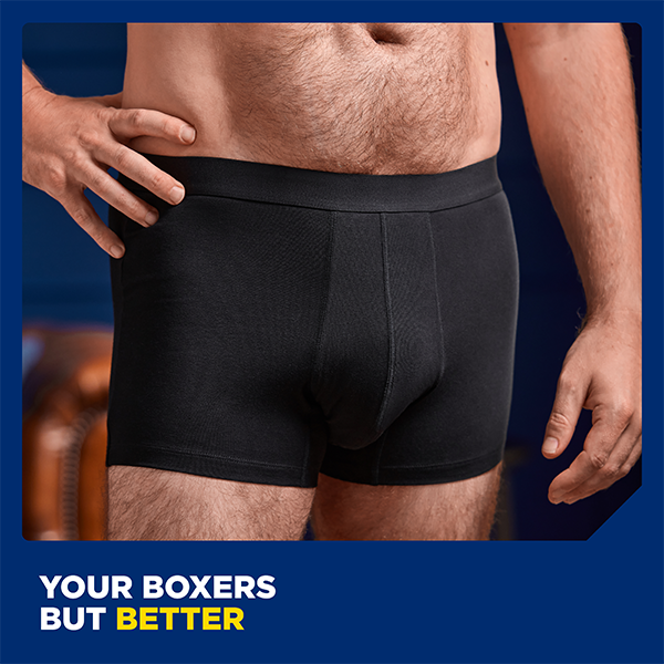 TENA Men's Washable Protective Boxer - Black