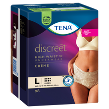 TENA Discreet High Waist Incontinence Disposable Underwear - Crème 