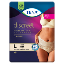 TENA Discreet High Waist Incontinence Disposable Underwear - Crème 