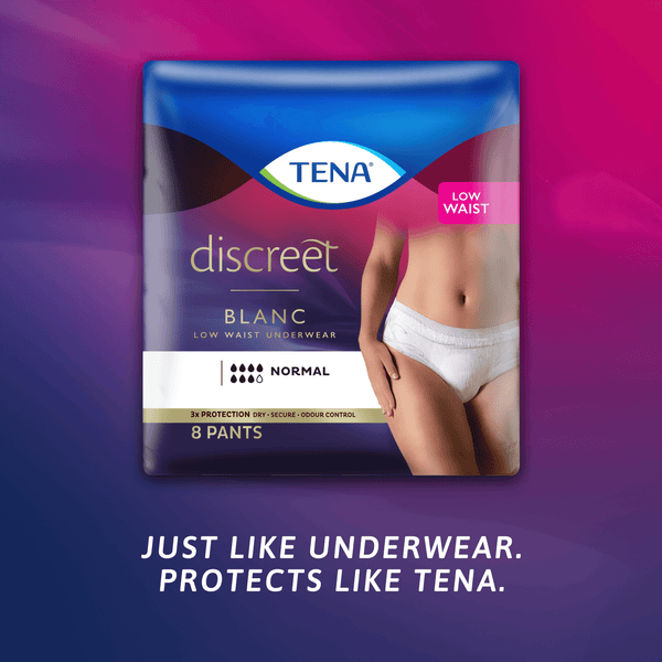 TENA Discreet Low Waist Incontinence Underwear - White