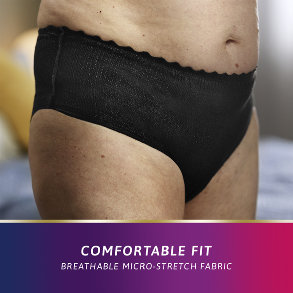 TENA Discreet Low Waist Incontinence Underwear - Black (Disposable)