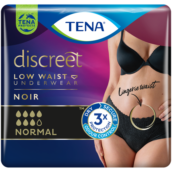 TENA Discreet Low Waist Incontinence Underwear - Black (Disposable)