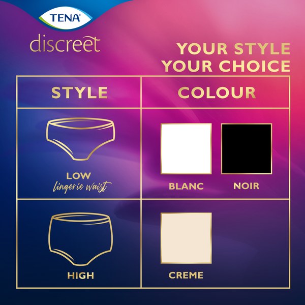 TENA Discreet Low Waist Incontinence Underwear - Black (Disposable)